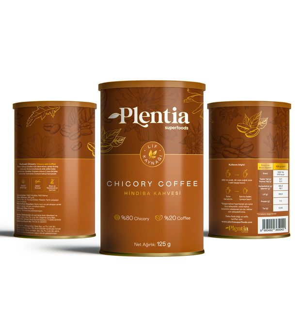 Plentia Cichorei Koffie 125g – Hindiba Kahvesi Prebiotisch, Glutenvrij, Vegan – Verlaagd Cafeïnegehalte | Verlaagt Oedeem