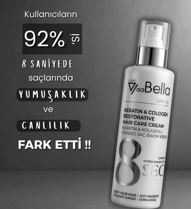 Lisa Bella 8 Sec Keratin & Collagen Restorative Hair Care Cream – SPF 15 – 250ml