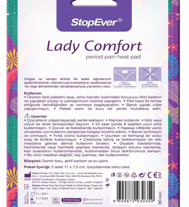 Stopever Lady Comfort - 2 Heat patch pleisters tegen menstruatie pijn.