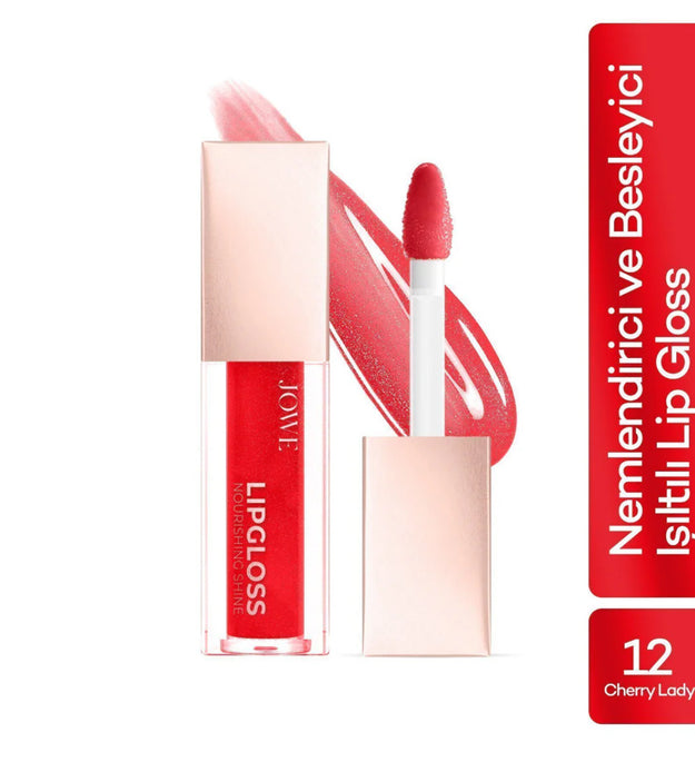 Jowe Lip Gloss Cherry Lady | Glanzende & Voedende Lipgloss | Hydraterende Finish met Kleur | Niet Plakkerig | Dagelijkse Glansverzorging | 12 ml