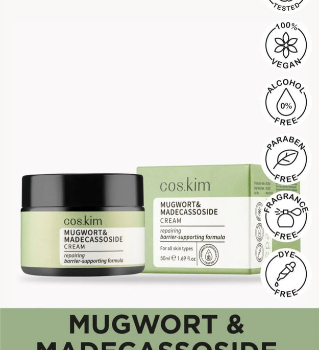Cos.kim Mugwort & Madecassoside Cream 50ml – Kalmerende Dagcrème tegen Acne, Roodheid & Littekens