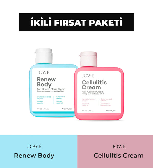 Jowe Striae Crème + Cellulitis  Crème 2in1 set | ZwNgerschap aftercare | Herstellende & Hydraterend | Tegen Zwangerschapsstriemen | Voorkomt & Vermindert Huidstriemen | Putloze & Elastische Huid | 100 ml