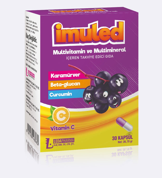 LedaPharma Imuled – Multivitamine & Multimineralen met Vlierbes, Beta-Glucan, Curcumine & Vitamine C (30 capsules)