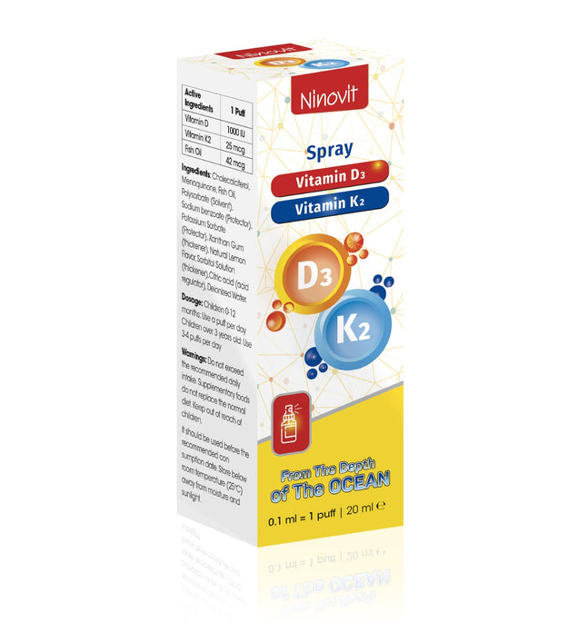 Ninovit Vitamine D3 + K2 Spray – Hoge Opname – 200 Doses – Ondersteunt Botten, Immuunsysteem & Hartgezondheid – Ledapharma