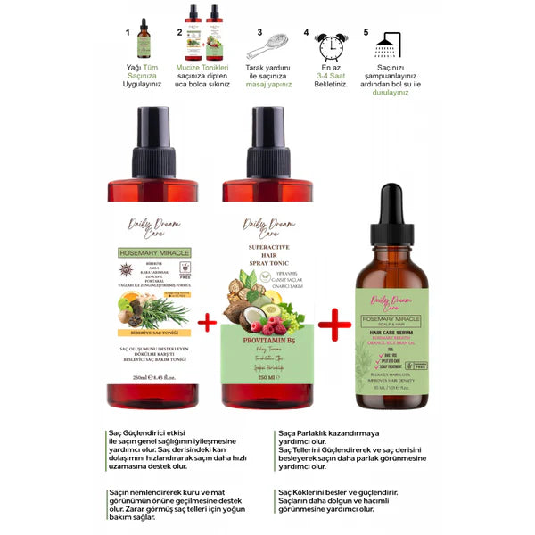 Daily Dream Care - Haar SET | FruitTonic + Rozemarijn Tonic + Rozemarijn Olie 3lu set