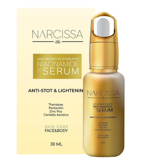 Narcissa Leke Karşıtı Serum Gold 30 ML - Leke Serumu - Centella Asiatica ile | Altın Yüz Serumu | Pigmentasyon | Yaşlanma Karşıtı | Pigment lekeleri olmayan, eşit cilt | Çok popüler