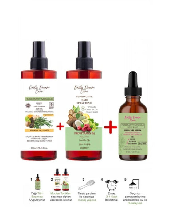 Daily Dream Care - Haar SET | FruitTonic + Rozemarijn Tonic + Rozemarijn Olie 3lu set