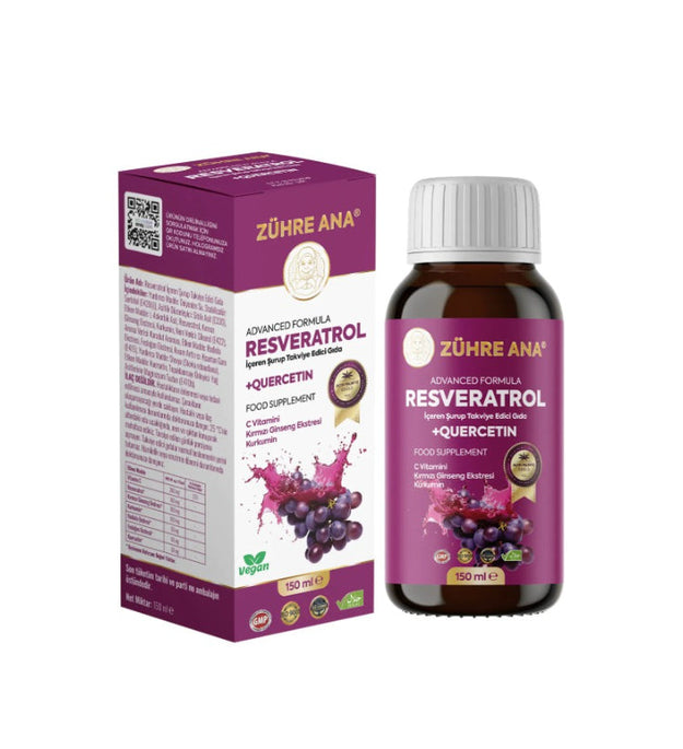 Zühre Ana - Resveratrol Şurubu 150 (ml.) | Gelişmiş Formül Çocuk Takviyesi vegan