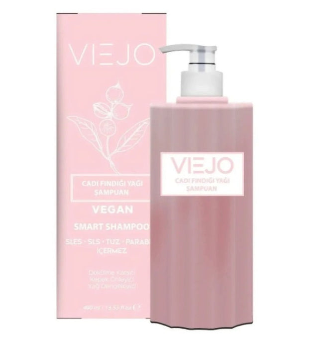 Viejo Vegan Şampuan - 400ML | Cadı Fındığı Yağı ile | Cadı Fındığı Yağı | Saç Dökülmesine ve Kuru Saç Derisine Karşı - Kepeğe Karşı | VEGAN içerikler | Paraben ve tuz içermez |