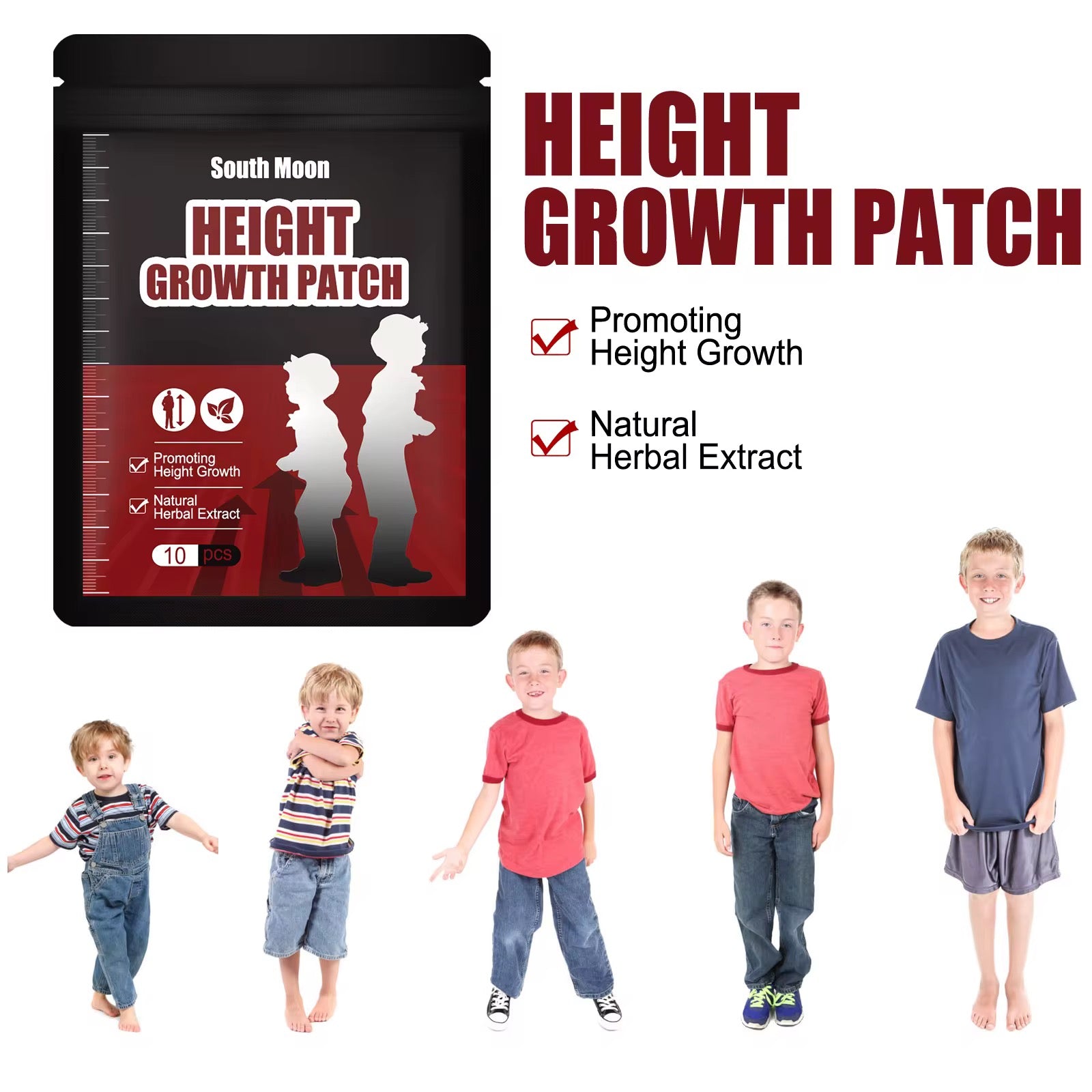 South Moon Groeipleisters voor Lengtegroei Kinderen & Tieners | Height Growth Patch 10 stuks | Natuurlijke Groei Stimulator | Kruiden Pleisters | Groei Bevorderen | Huidopname Technologie