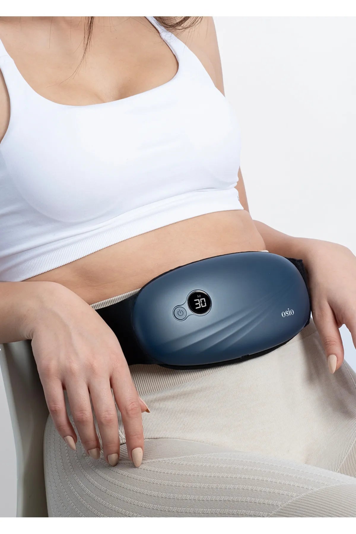 Osio Painless | Oplaadbare Warmteband voor Menstruatiepijn | Regelpijn Verlichting | Draagbare Buikband | Warmte & Trilling | Herbruikbaar | Discreet Comfort | Dames Gezondheid | Menstruatiekrampen | USB-oplaadbaar
