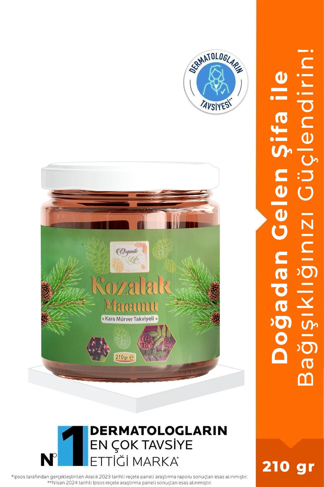 Organic Life - Kozalak Macunu - Dennenappelpasta 210g | HALAL | Ondersteund de luchtwegen | Rijk aan ijzers/magnesium