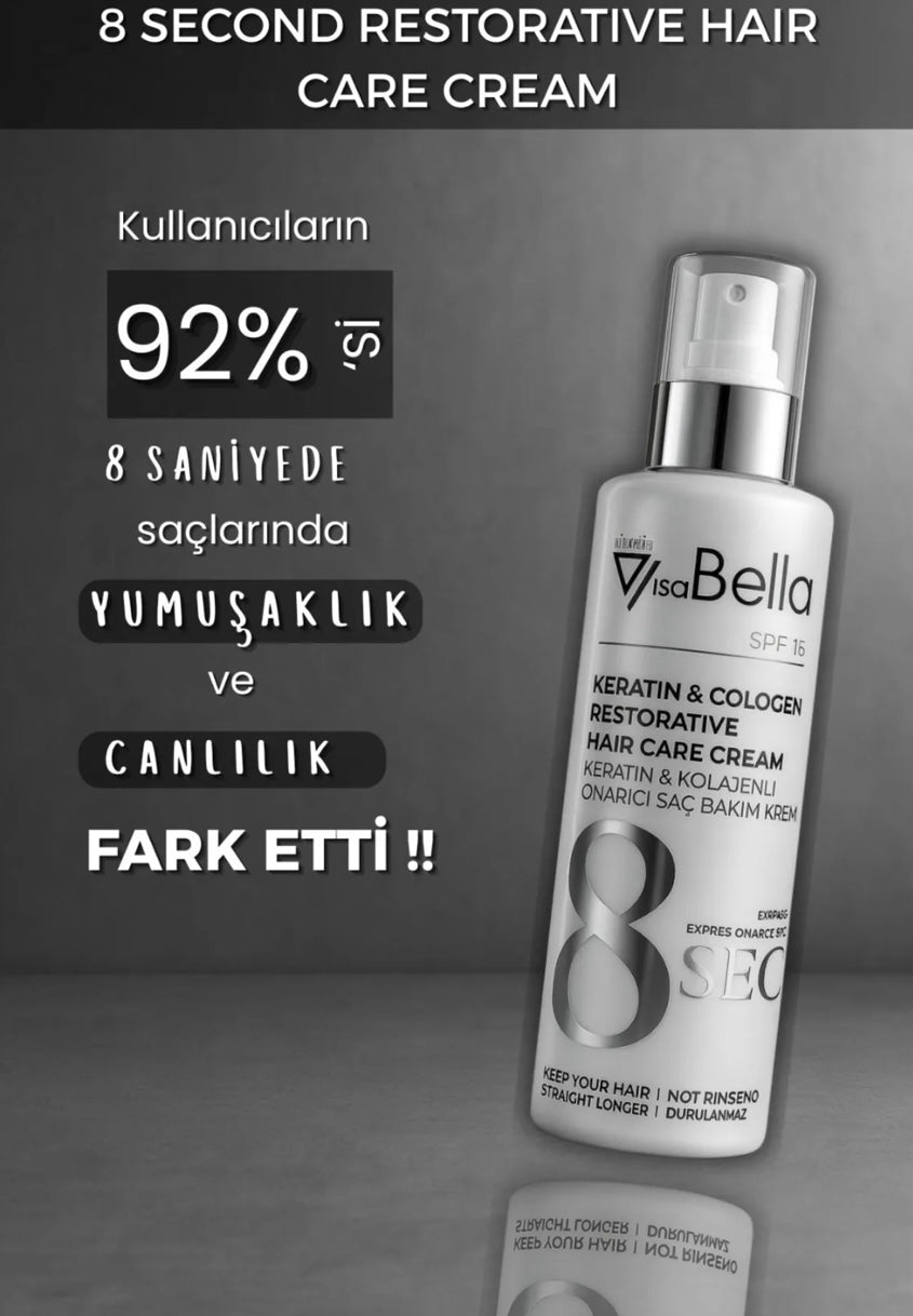 Lisa Bella 8 Sec Keratin & Collagen Restorative Hair Care Cream – SPF 15 – 250ml
