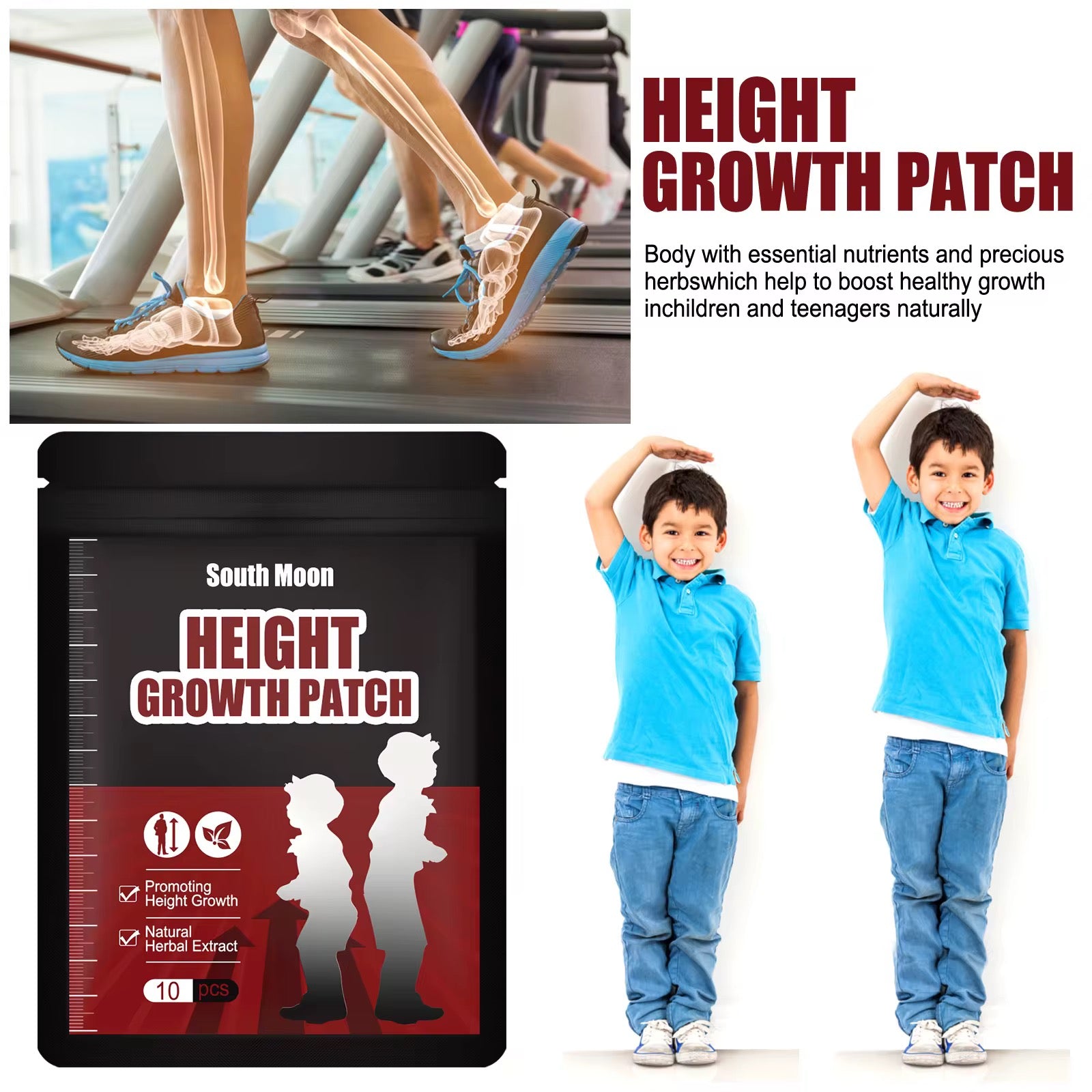 South Moon Groeipleisters voor Lengtegroei Kinderen & Tieners | Height Growth Patch 10 stuks | Natuurlijke Groei Stimulator | Kruiden Pleisters | Groei Bevorderen | Huidopname Technologie