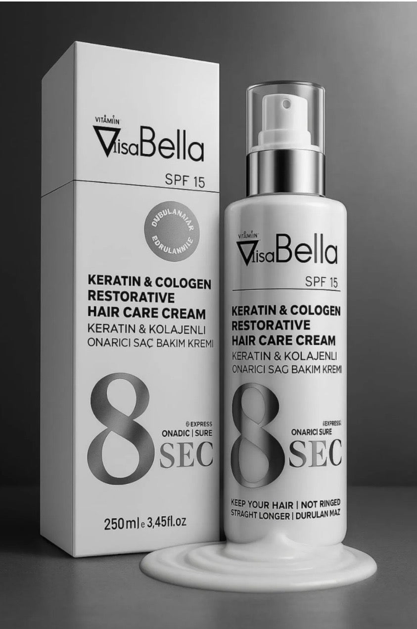 Lisa Bella 8 Sec Keratin & Collagen Restorative Hair Care Cream – SPF 15 – 250ml
