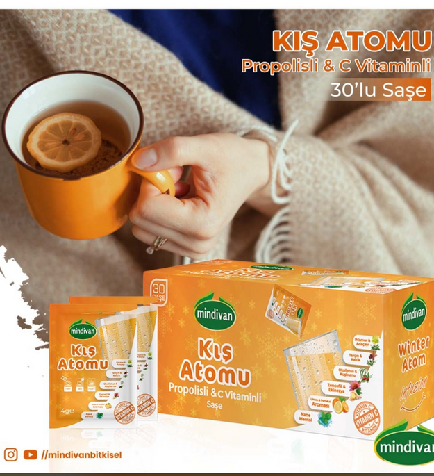 Mindivan Winter Atom Thee 30 Zakjes | Immuunsysteem versterken | Ondersteuning voor zwakke maag | Lekkere smaak