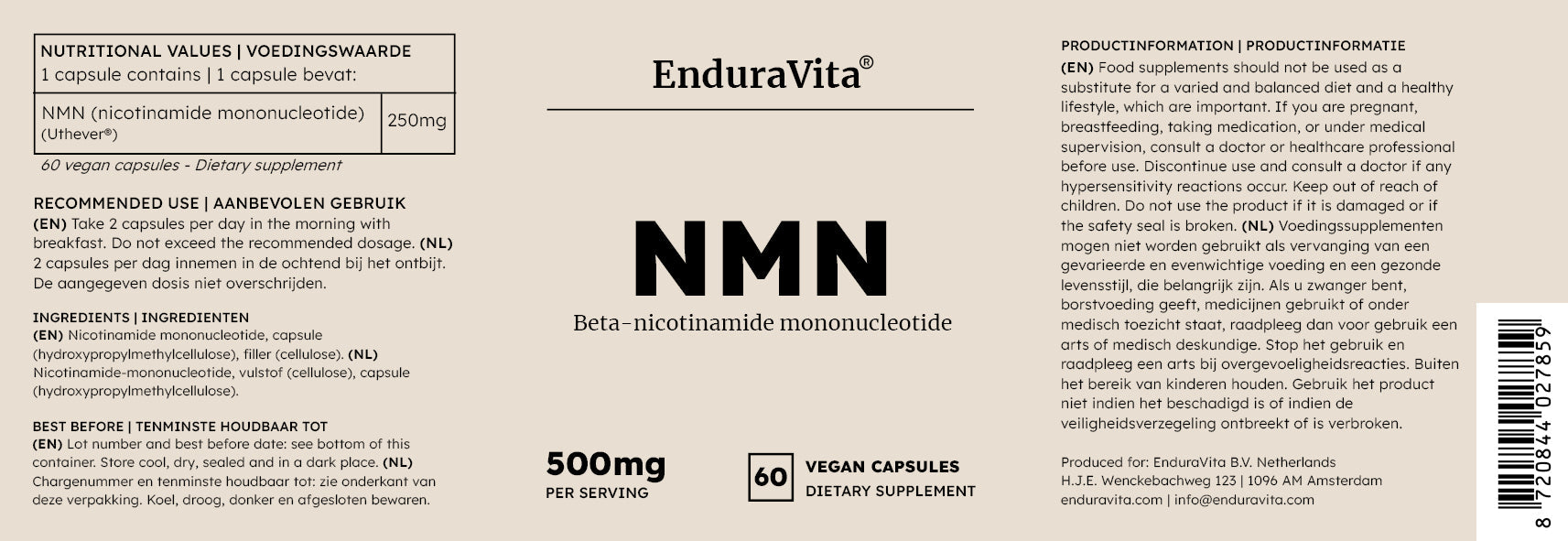 NMN supplement 60x250mg
