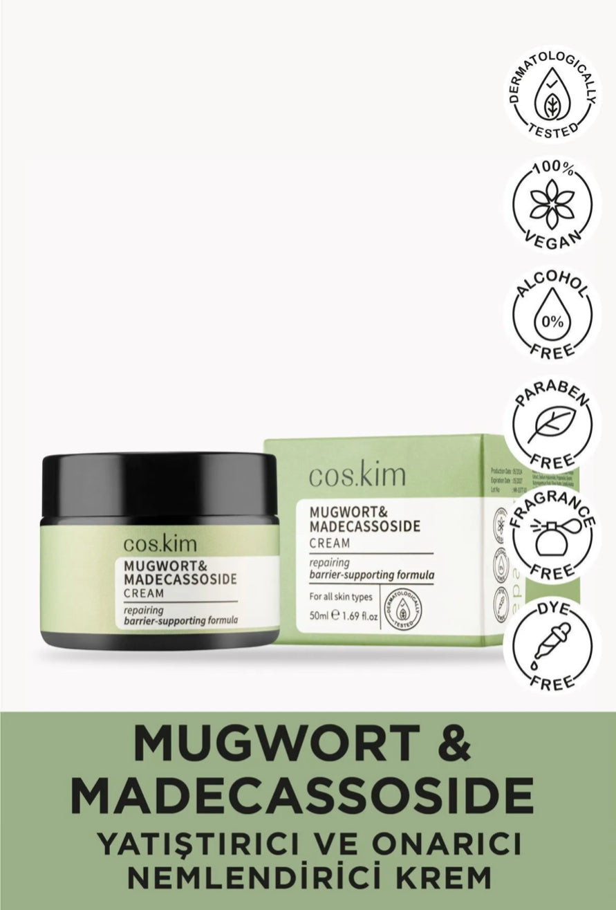 Cos.kim Mugwort & Madecassoside Cream 50ml – Kalmerende Dagcrème tegen Acne, Roodheid & Littekens