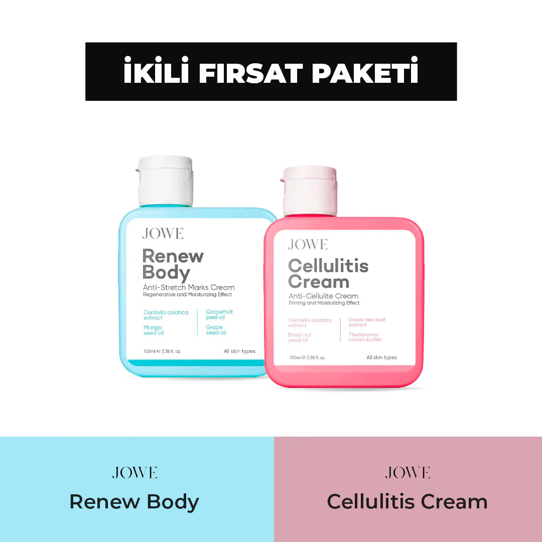 Jowe Striae Crème + Cellulitis  Crème 2in1 set | ZwNgerschap aftercare | Herstellende & Hydraterend | Tegen Zwangerschapsstriemen | Voorkomt & Vermindert Huidstriemen | Putloze & Elastische Huid | 100 ml