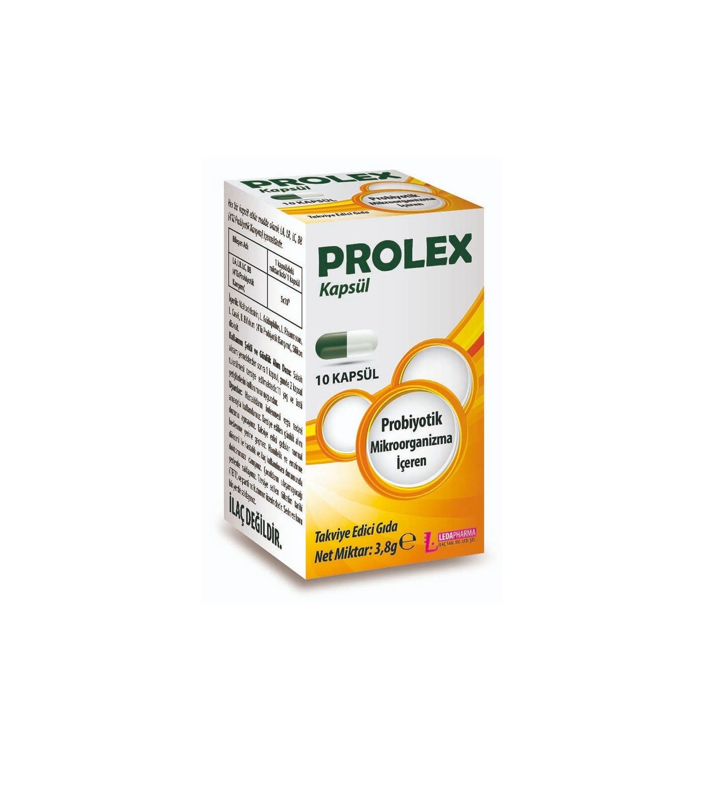 Ledapharma Prolex | Probiotica voor Darmflora | 5 Miljard CFU | Spijsvertering Ondersteunen | Gezonde Darmen | 10 Capsules