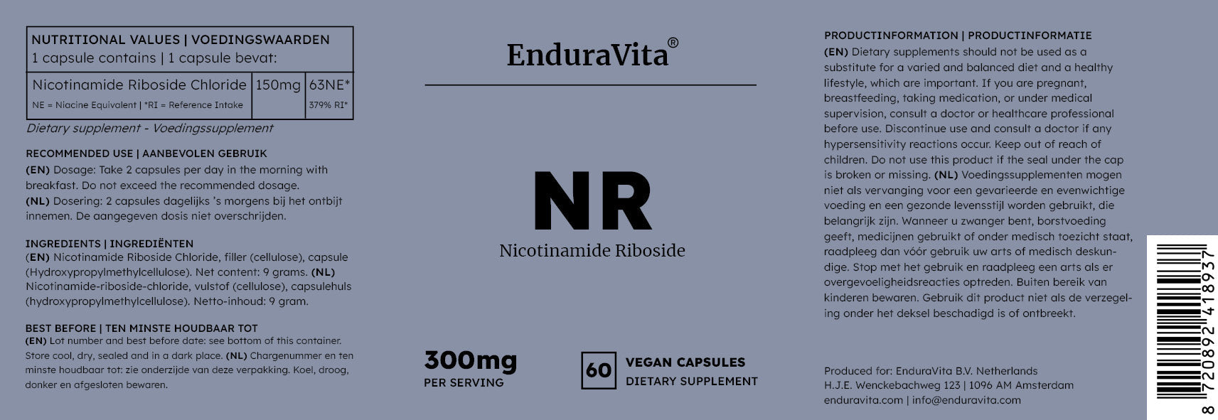Nicotinamide Riboside supplement 60x150mg
