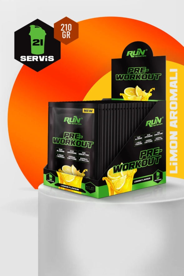 Run Nutrition - Pre-Workout 21 sachets 210 (gr.) | Citroensmaak - Wegwerpverpakkingen