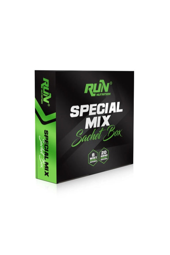 Run Nutrition - Özel karışım Poşet kutu 28 porsiyon | 8 Whey Protein Poşeti - 20 Amino Asit Poşeti