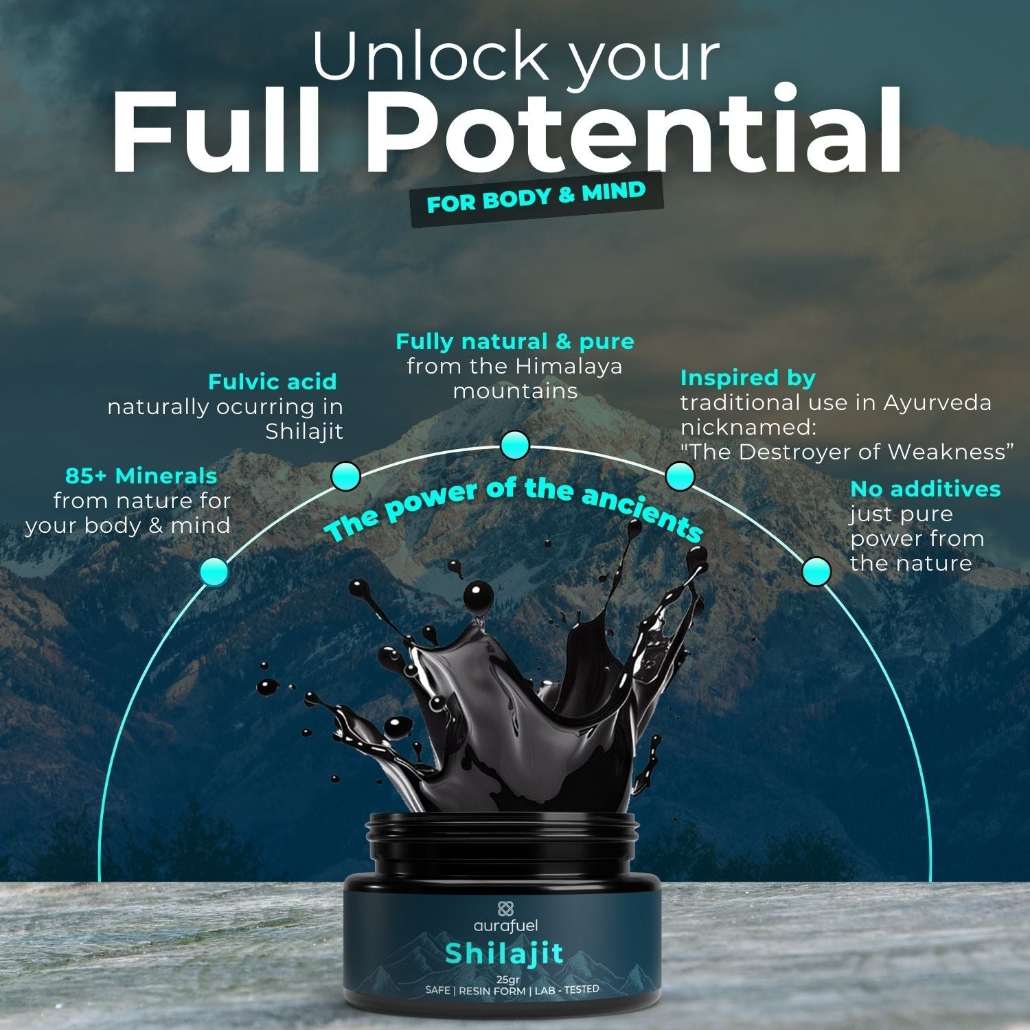 Pure Shilajit Resin from Himalaya - 100% authentic & purified